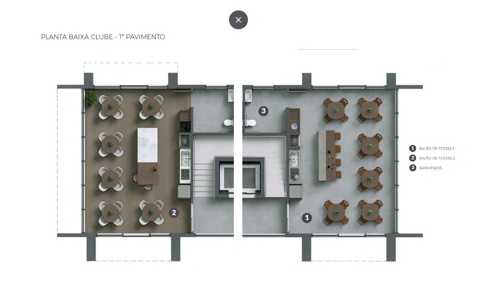 Planta baixa do clube — 1º pavimento