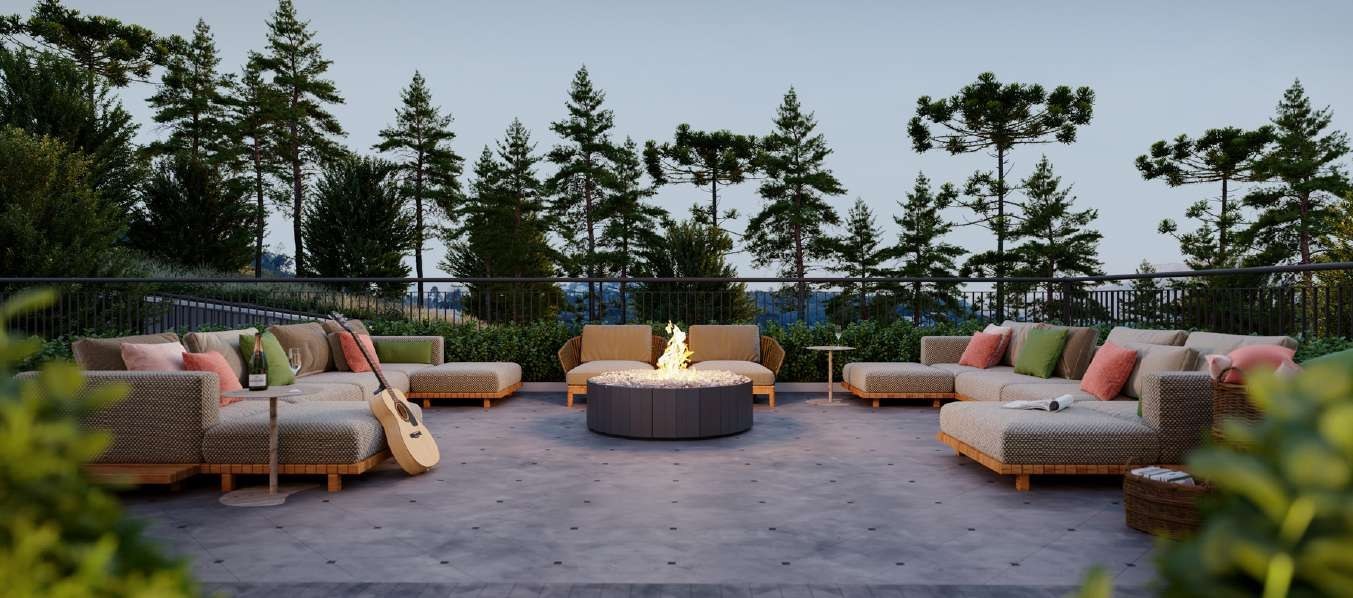 Lounge externo com fire pit
