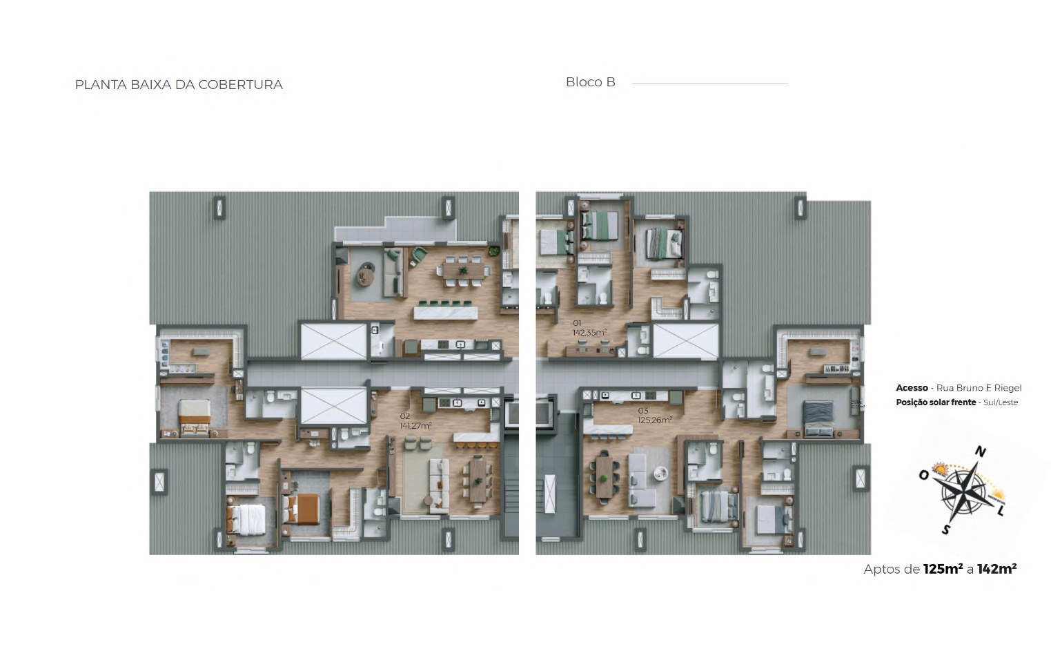 Planta baixa da cobertura — Bloco B
