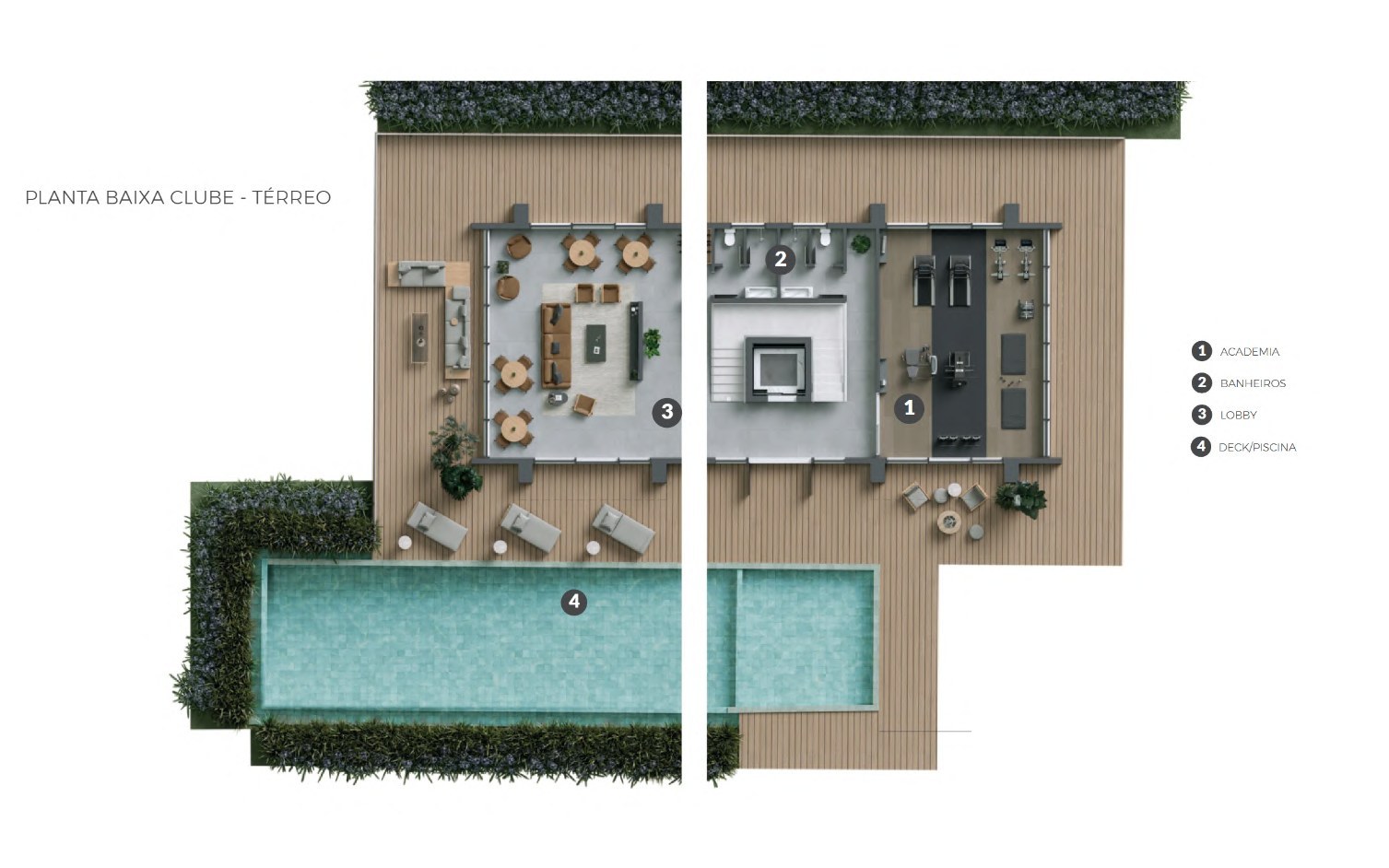 Planta baixa do clube — térreo