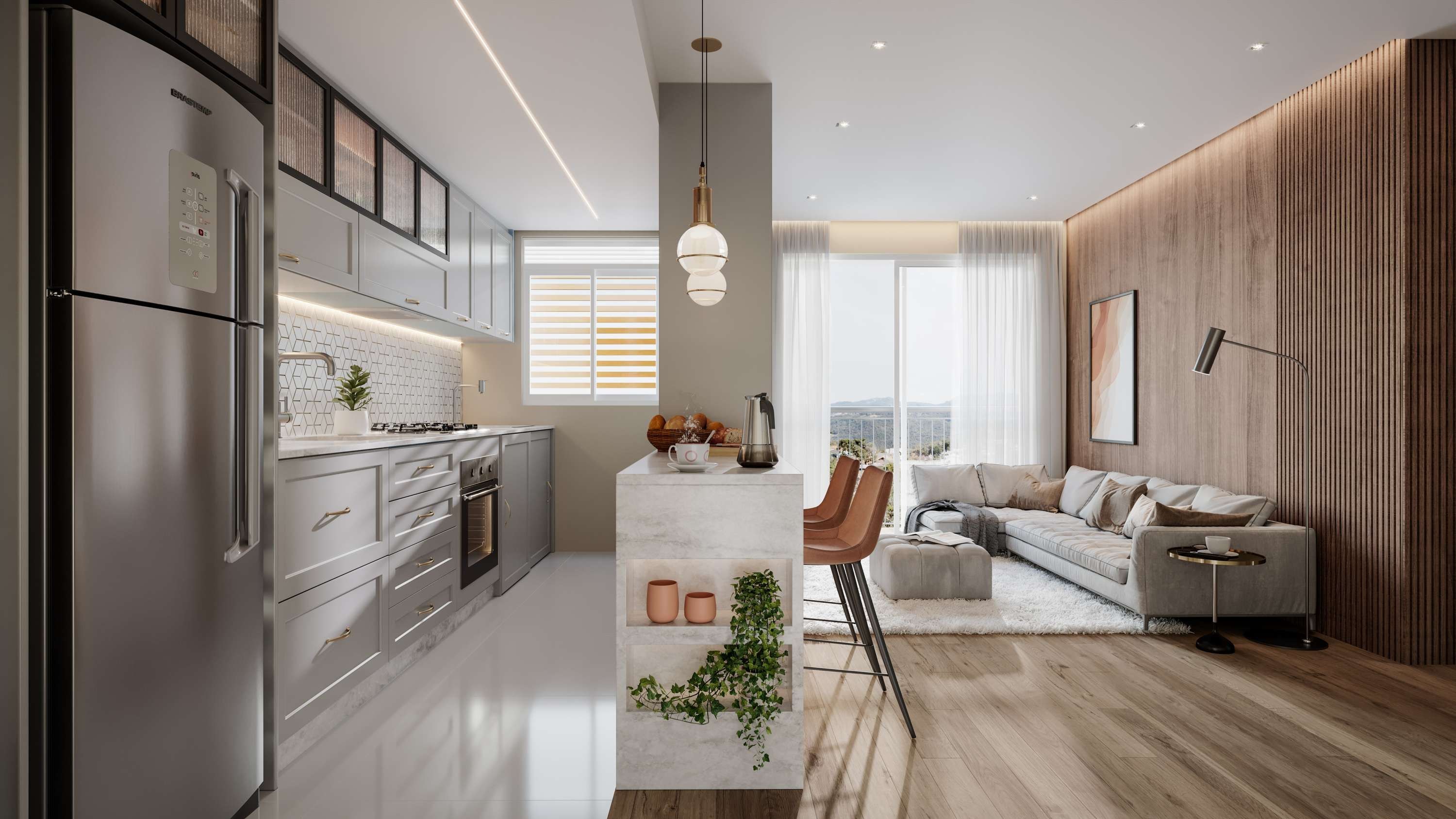 Cozinha e estar — decorado