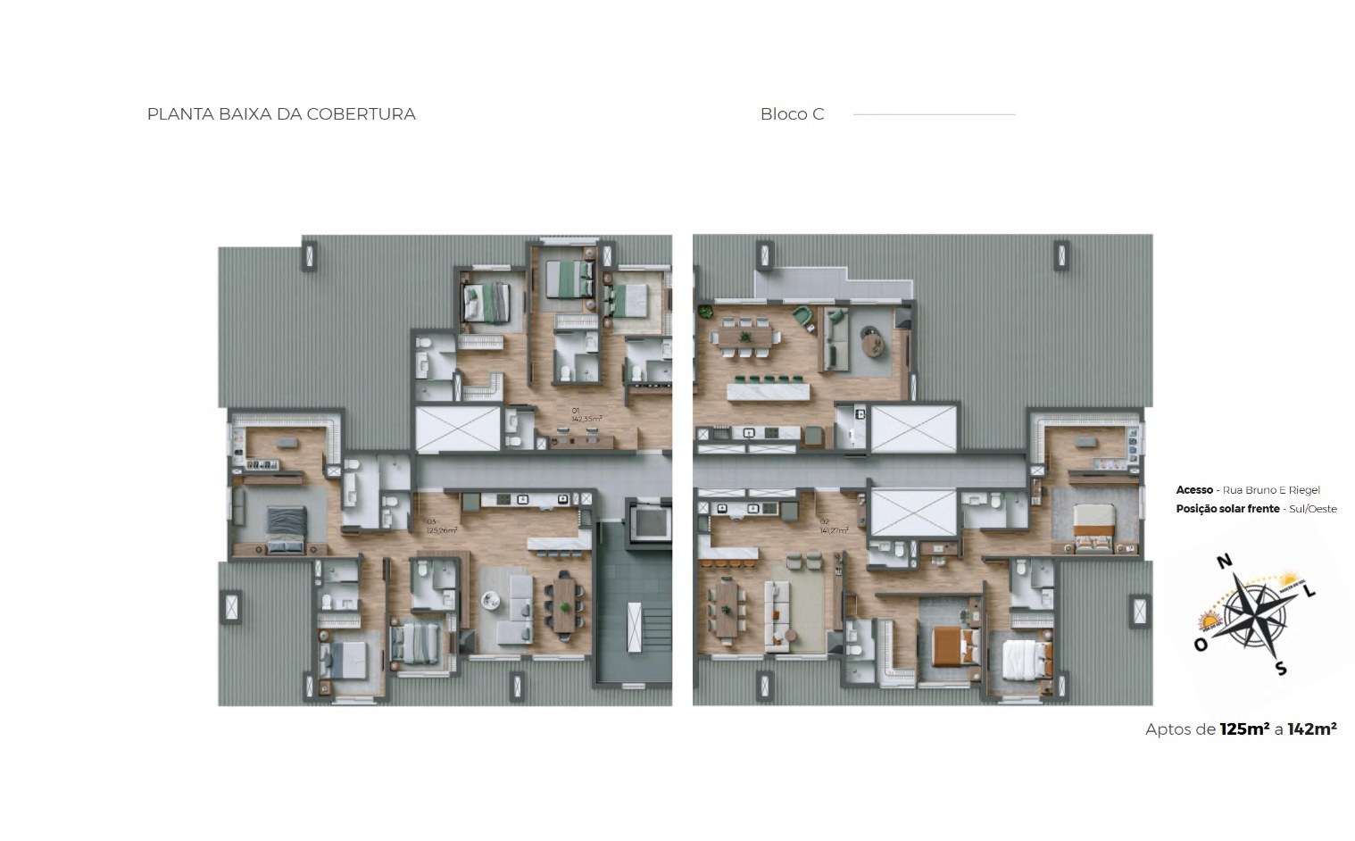 Planta baixa da cobertura — Bloco C